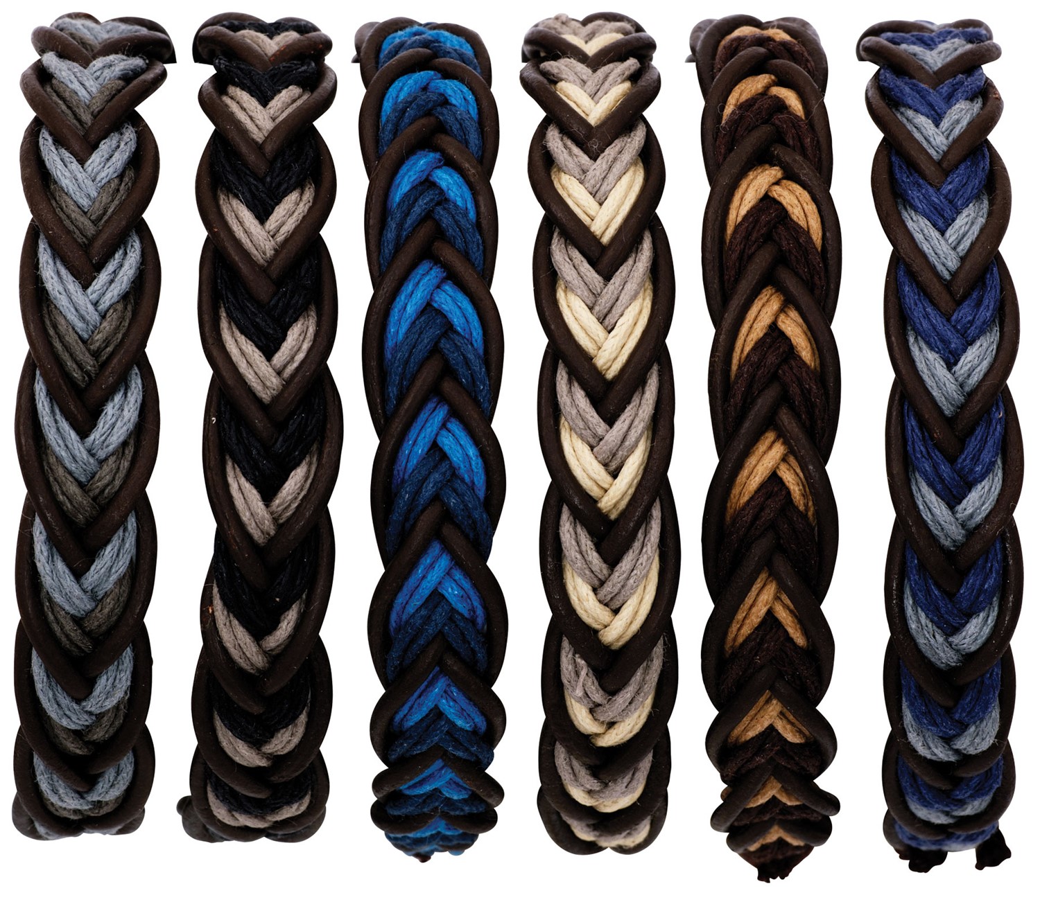 Leather Cord V Pattern Slide Knot Bracelet Assorted ZBR0297