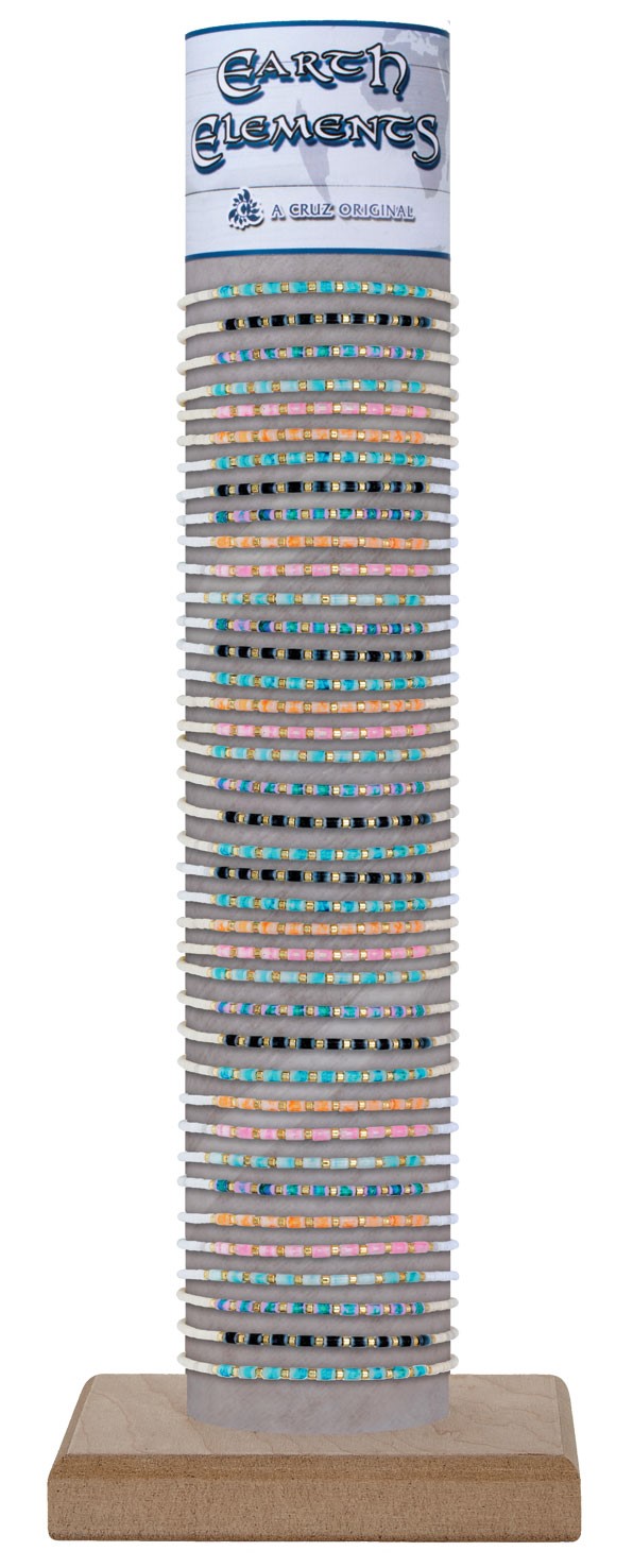 Tube Bead With Gold Accent Adjustable Slide Knot Bracelet Assorted W/Tube & Base BR0965-TUBE