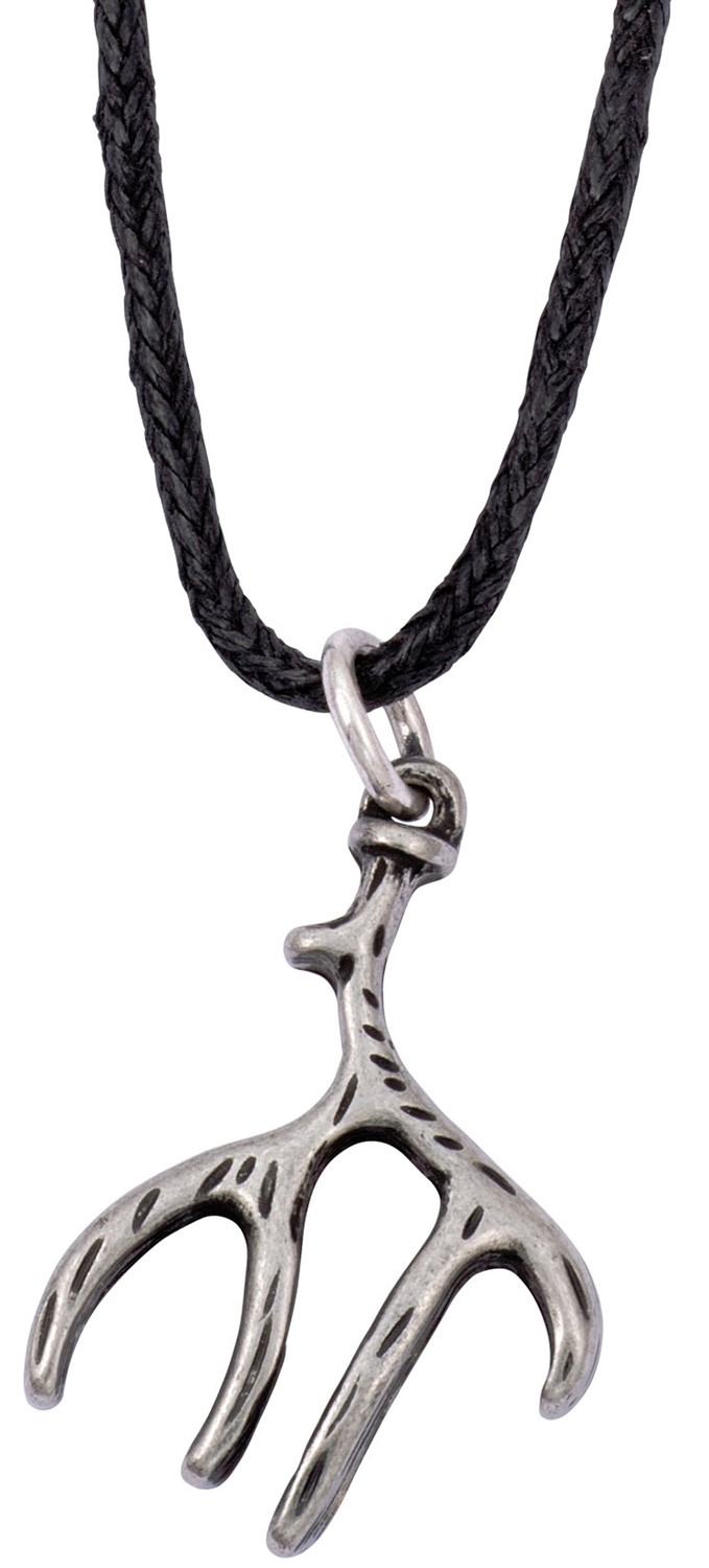 Antler Pendant on Black Cord Necklace ZNK1375