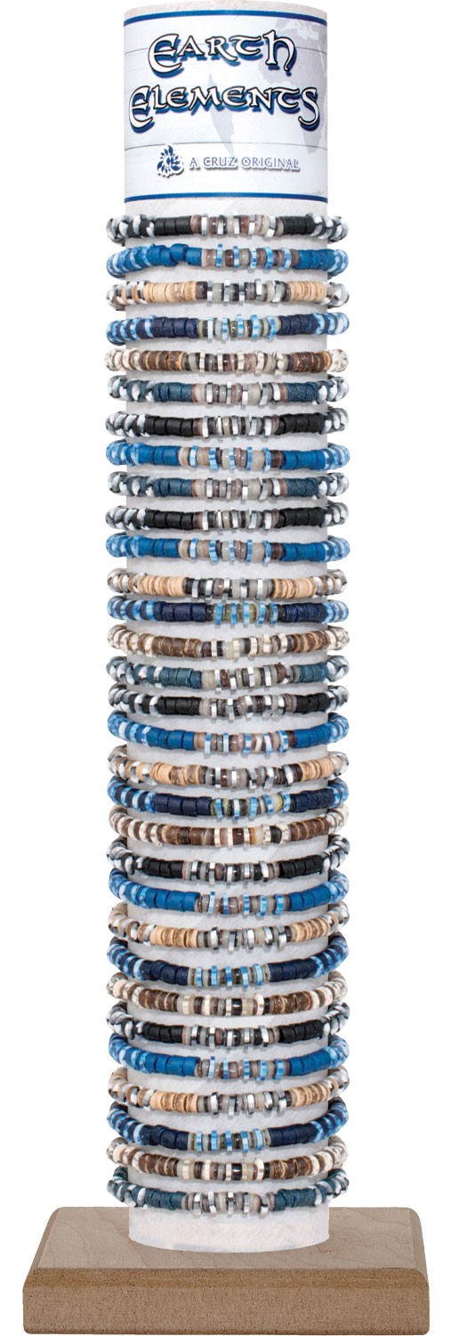 Coco With Heishi & Fimo Disc Adjustable Slide Knot Bracelet Asst W/Tube & Base ZBR5898-TUBE