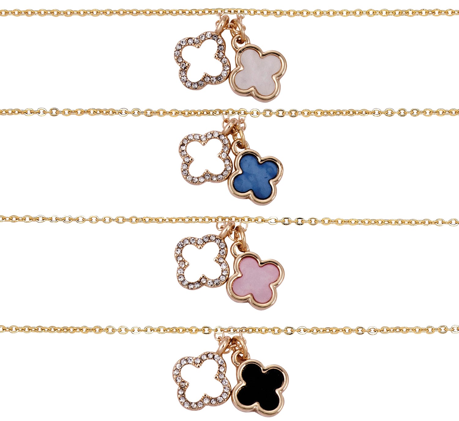 Crystal and Enamel Double Clover Bracelet Assorted BR2679