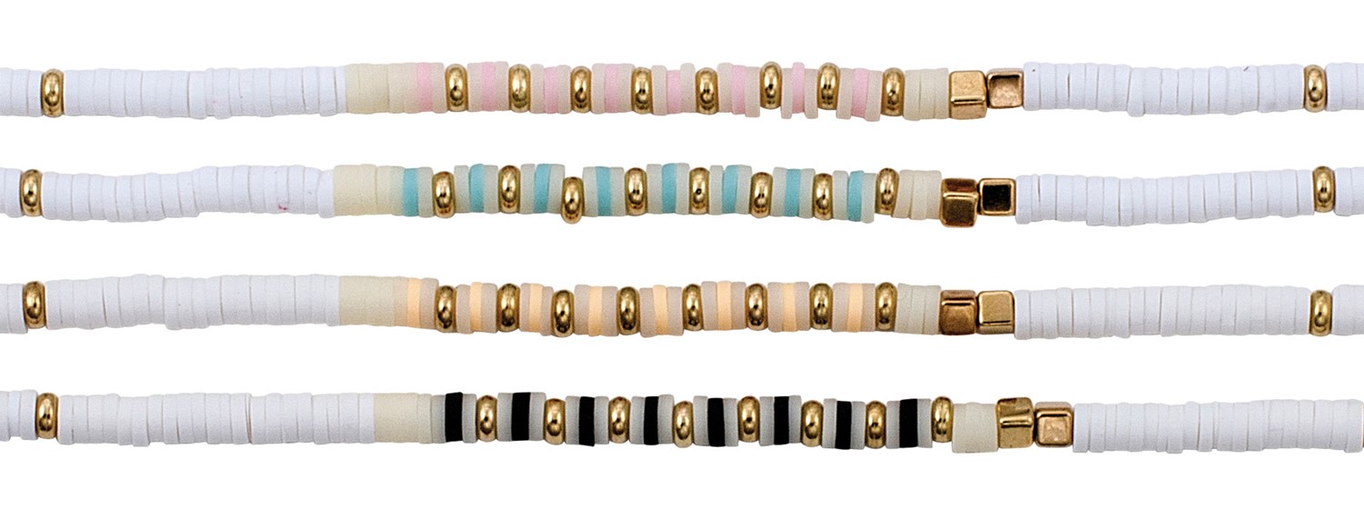 Clear Fimo Disc and Gold Beads Anklet Assorted AK1773