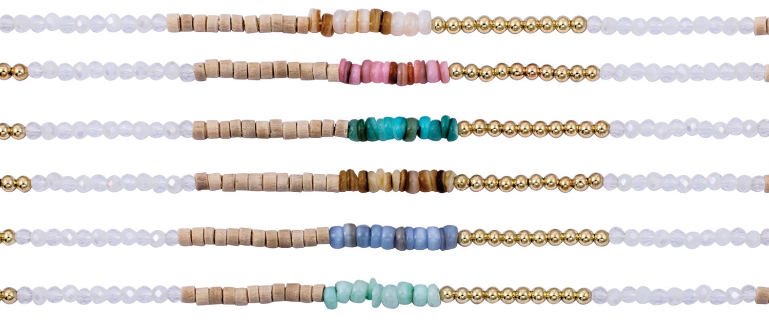 Stone Coco Facet and Gold Bead Anklet Assorted AK1837