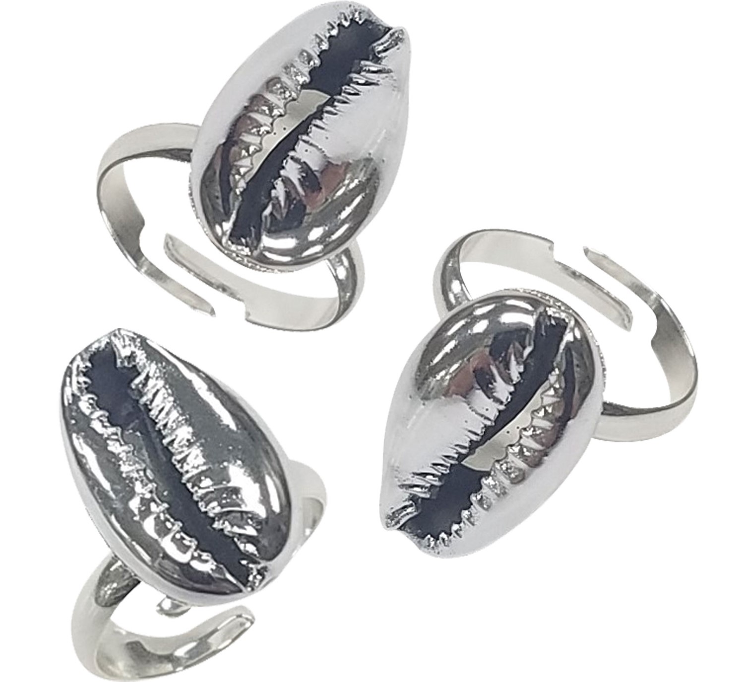 Silver Cowry Shell Ring Adjustable R0125