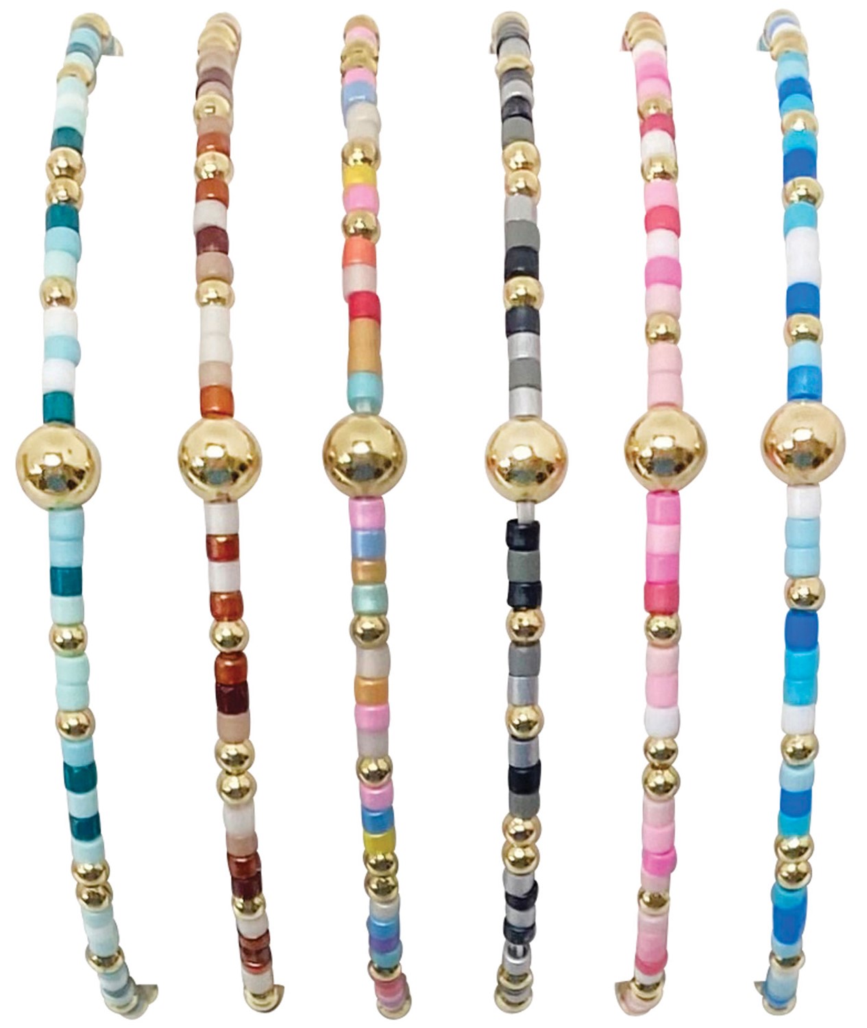 Asst'd Miyuki & Gold Elastic Bracelet BR0925