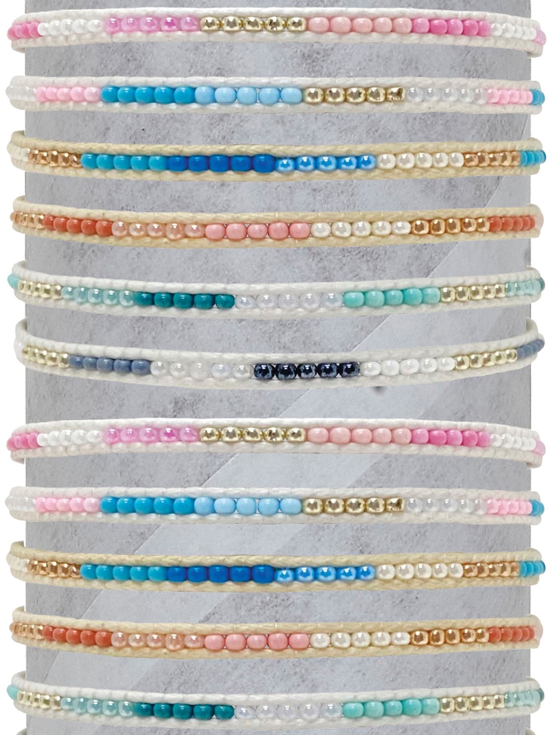 1MM Seed Bead & Cord Adjustable Slide Knot Bracelet Assorted BR0926
