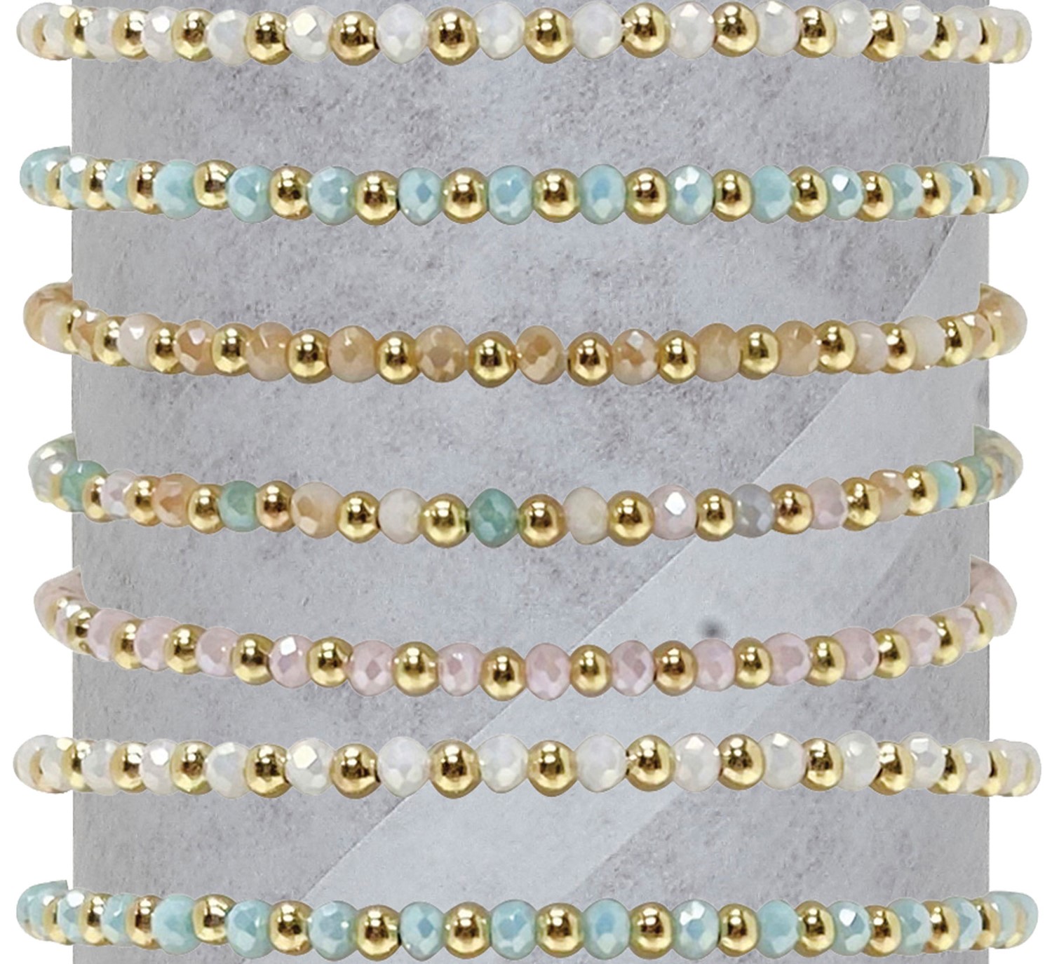 Gold & Facet Bead Slide Knot Adjustable Bracelet Assorted BR0927