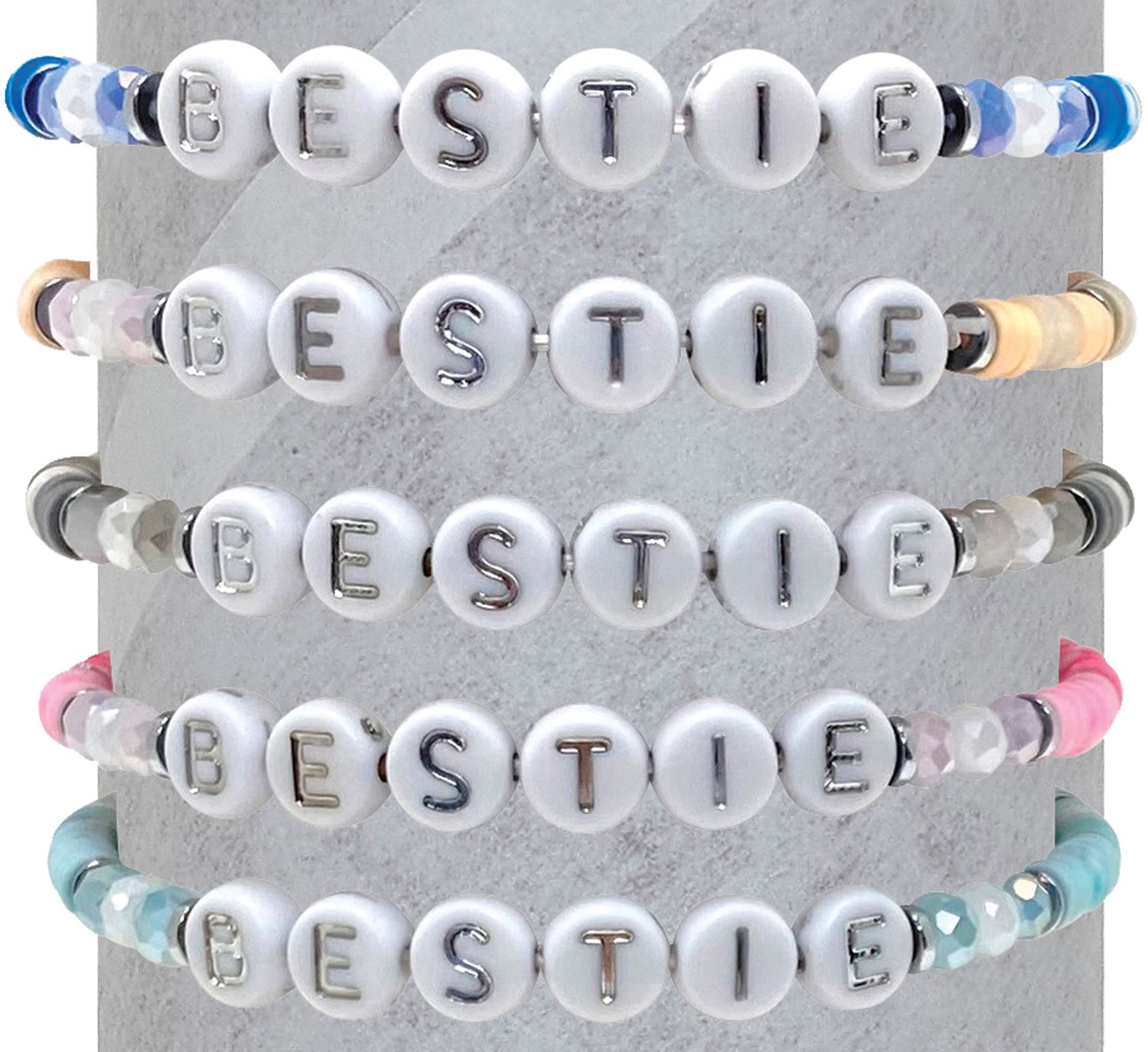 Bestie With Fimo Disc Stretch Bracelet Assorted BR1789