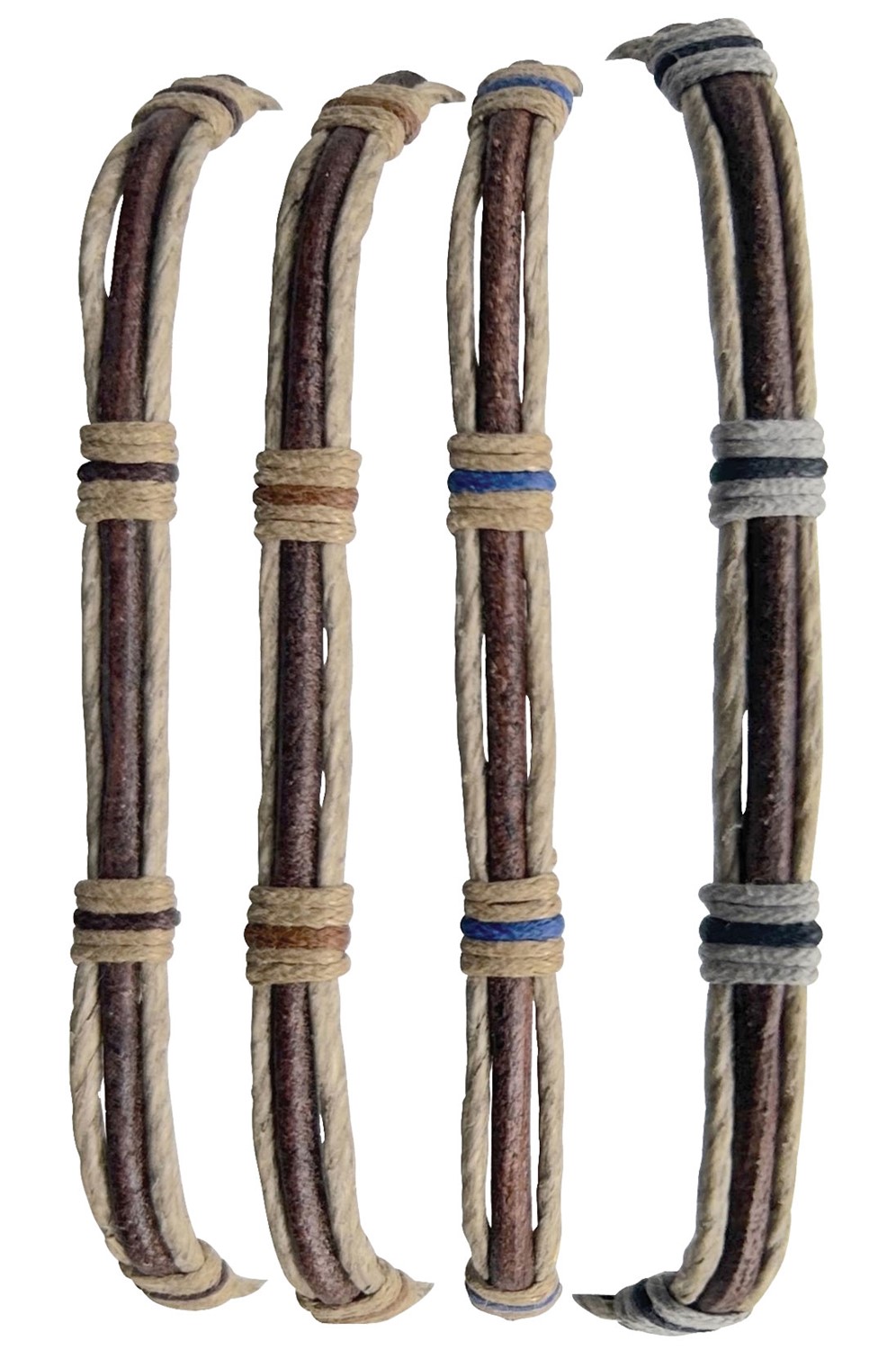 Adjustable 2 Strand Hemp & Leather Bracelet ZBR0340