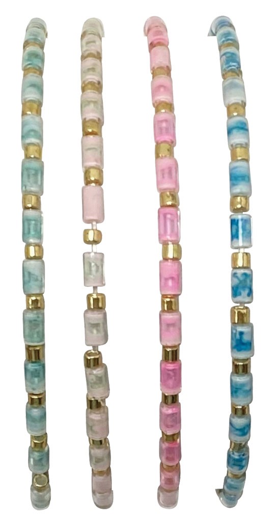 Stretch Clear Tube and Gold Bead Bracelet BR0938