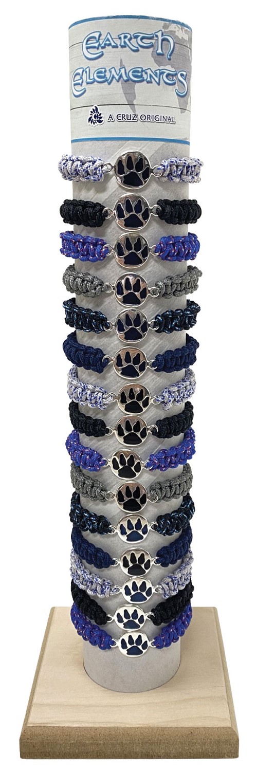 Adjustable paracord with paw pendant bracelet with tube & base ZBR0717-PAW - TUBE