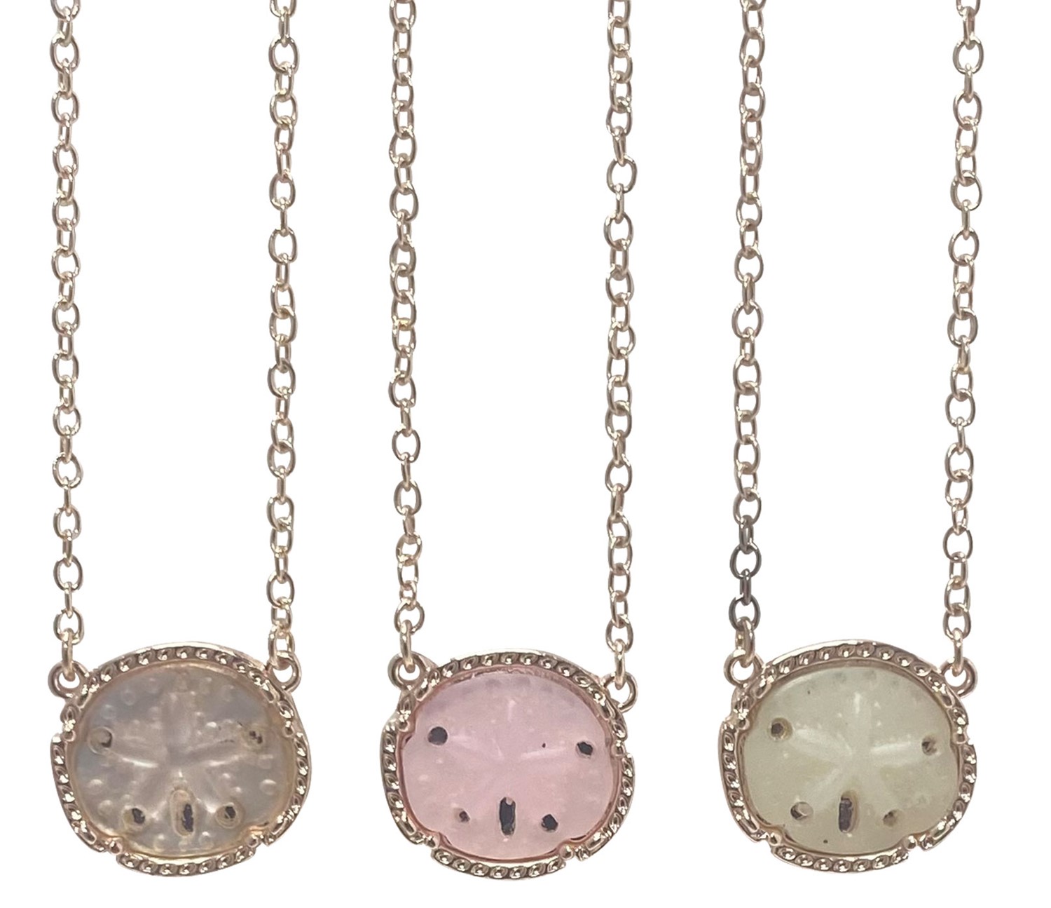 Rose Gold Inlay Sand Dollar Pendant Necklace NK2700