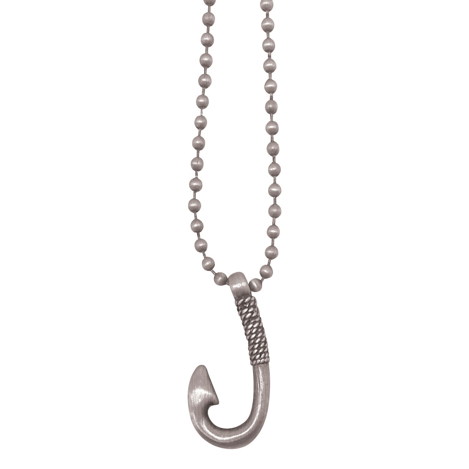 Antique Silver Ball Chain with Fish Hook Necklace ZNK1378