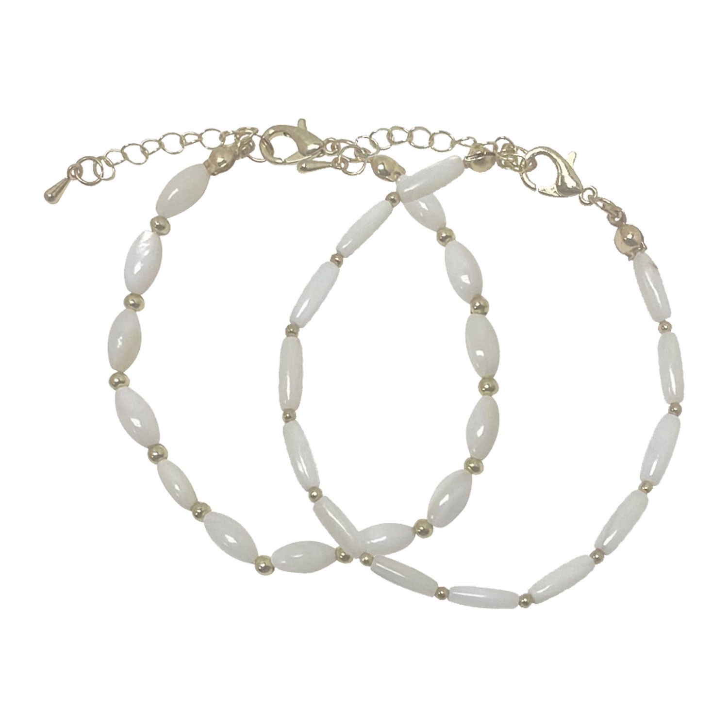 Oval Pearl Gold Bead Clasp Bracelet BR0946