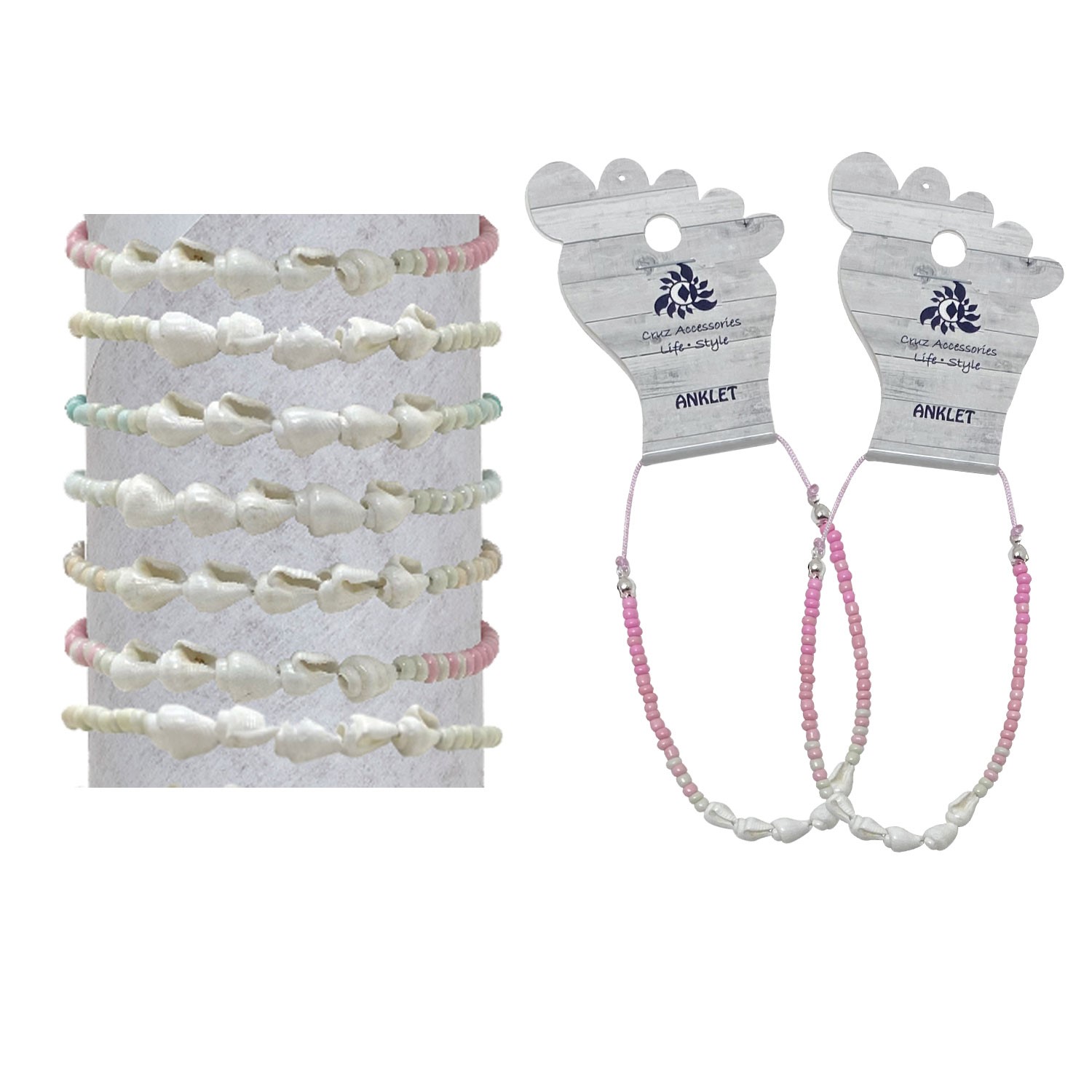 Ombre Bead & Nassa Anklet AK0970