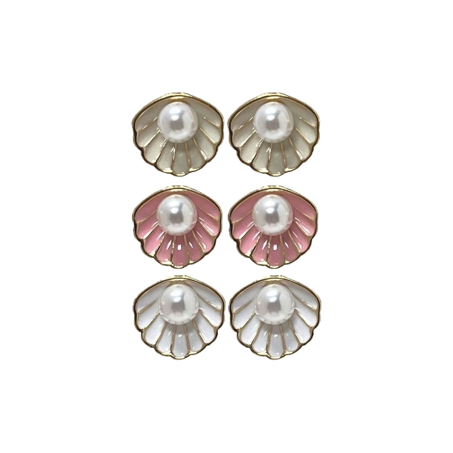 Enamel Open Clam Shell with pearl Pendant earrings ER2699