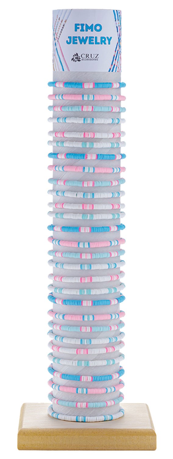 Adjustable Block Pattern Fimo Bracelet with Tube & Base BR1774 - TUBE