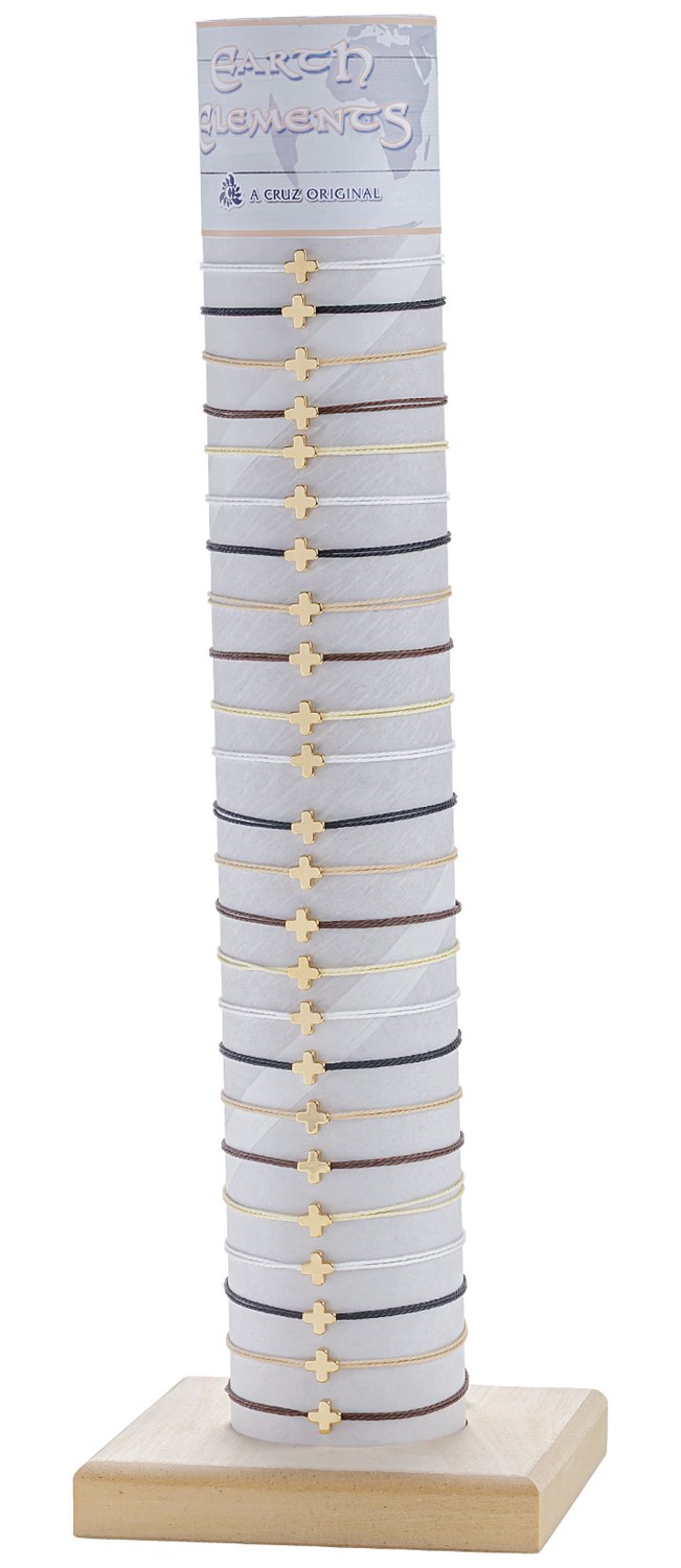 Gold Cross with String Adjustable Bracelet with Tube & Base BR0942 - TUBE