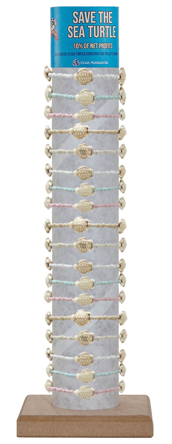 Adjustable 3 Howlite Turtle & Seed Bead Bracelet with Tube & Base BR1845-TU-TUBE