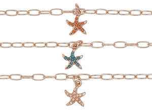 Mini Rose Gold Paper Clip Chain With Starfish Pendant Anklet Assorted