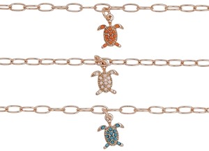 Mini Rose Gold Paper Clip Chain With Sea Turtle Pendant Anklet Assorted