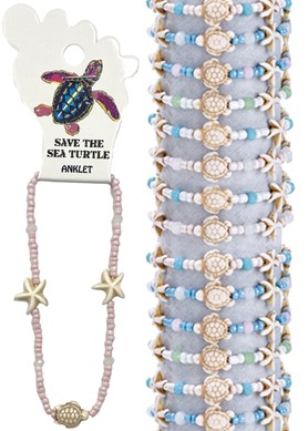 Howlite Turtle And Starfish Assorted Anklet