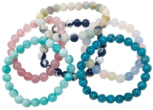 8MM Stone Bead Elastic Bracelet (B) Assorted