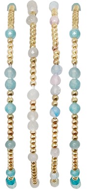 Elastic 2MM Gold Bead With Stone Bracelet Assorted