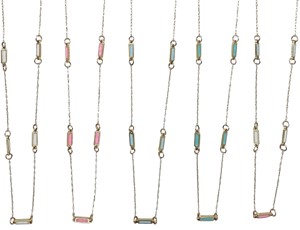 5 Station Enamel Bar Gold Necklace Assorted