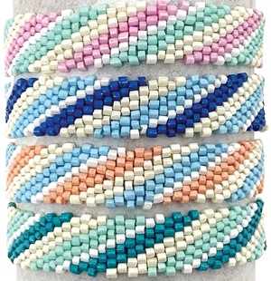 Seed Bead Stipe Pattern Adjustable Slide Knot Bracelet Assorted