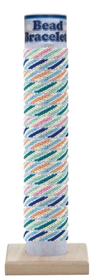 Seed Bead Stripe Pattern Adjustable Slide-Knot Bracelet Assorted W/Tube & Base