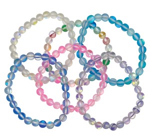 6MM Shimmer Mermaid Stone Bead Elastic Bracelet Assorted