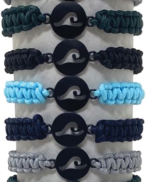 Wave Pendant On Paracord Slide Knot Bracelet Assorted