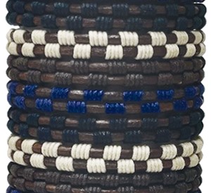 Leather With Block Pattern Slide-Knot Adjustable Bracelet Assorted