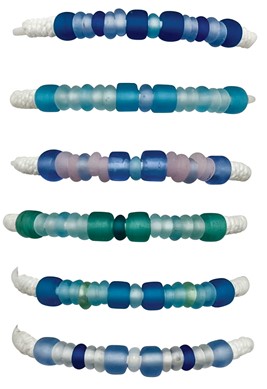 Sea Glass Beads on White Cord Slide Knot Bracelet Assorted