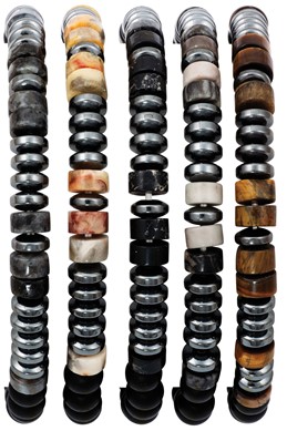 6MM Black Bead with Assorted Stones Stretch Bracelet Assorted