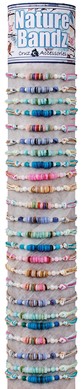 Multi Cord with Shell Disc Adj Slide Knot Bracelet Assorted with Tube & Base