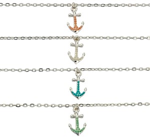 Beaded Anchor Pendant on Silver Chain Anklet Assorted