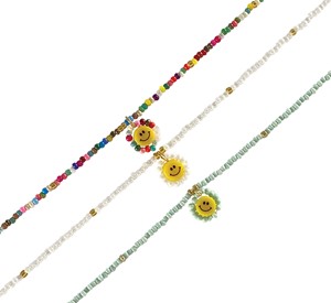 Seed Bead Necklace with Smile Face Anklet