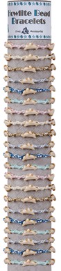 Howlite Dolphin on Twist Macrame Bracelet Slide Knot Bracelet Asst W/Tube & Base