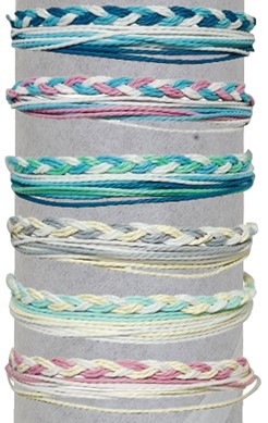 Multi String With Twist Weave Adjustable Slide Knot Bracelet Assorted