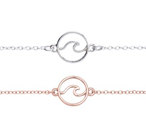 Silver & Rose Gold Circle Wave Pendant Anklet