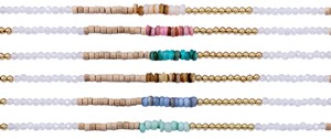 Stone Coco Facet and Gold Bead Anklet Assorted