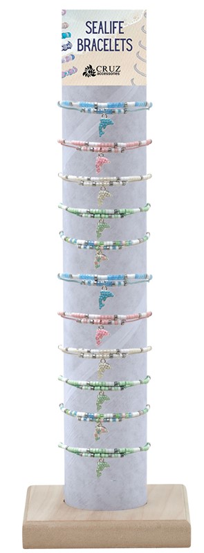 2 Strand Beaded With Dolphin Pendant Bracelet Assorted With Tube & Base BR0922-DN-TUBE