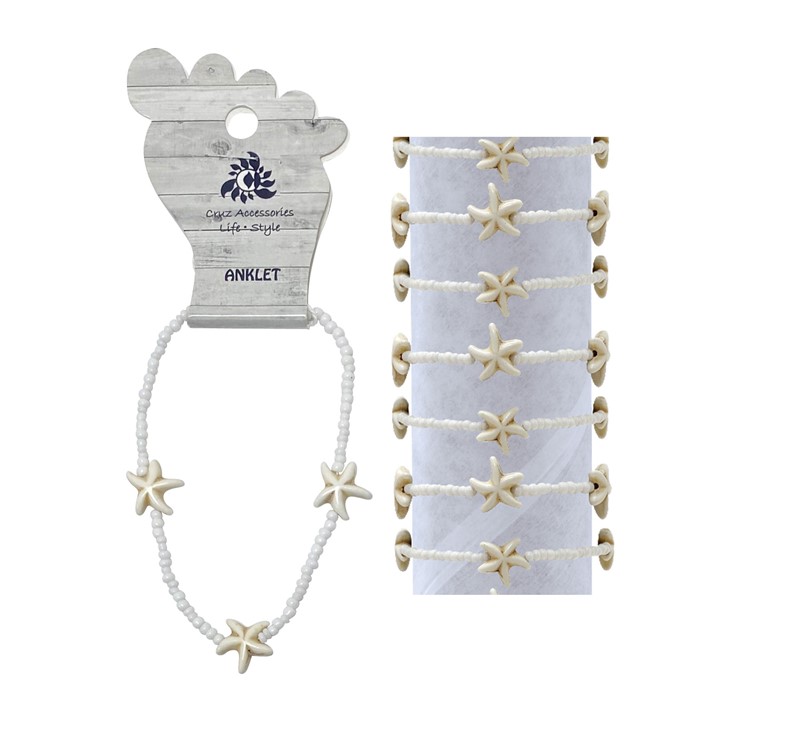 Howlite Starfish Seed Bead Anklet AK1845