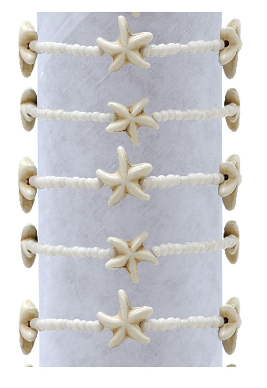 Howlite Starfish Seed Bead Adj. Bracelet BR1845