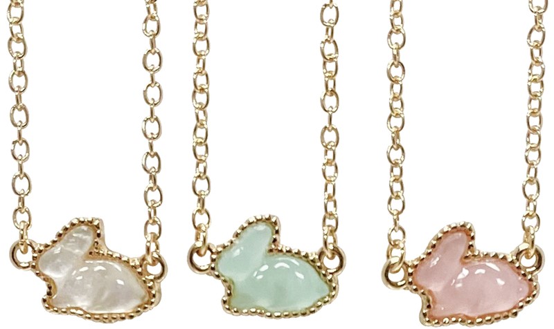 Gold "Bunny" Enamel Pendant Necklace NK2693