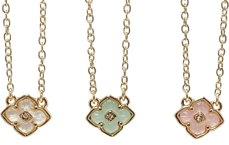 Gold Geometric Flower Enamel Necklace NK2694