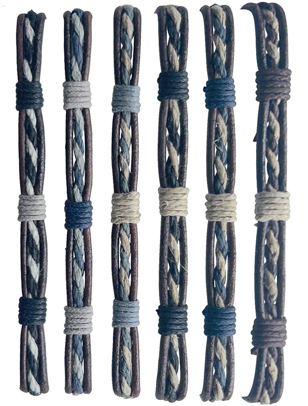 Adjustable 2 Cord & Leather Bracelet ZBR0299