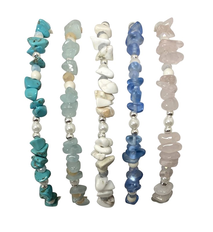Adjustable 4 mm Howlite Chip-Bead Bracelet BR0969